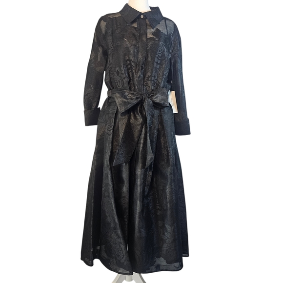 Rickie Freeman for Teri Jon Black Long Sleeve Dress